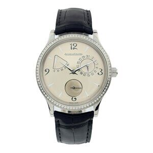 Jaeger LeCoultre Stainless Steel Diamond Bezel Automatic 37mm Watch 140.8.93.S
